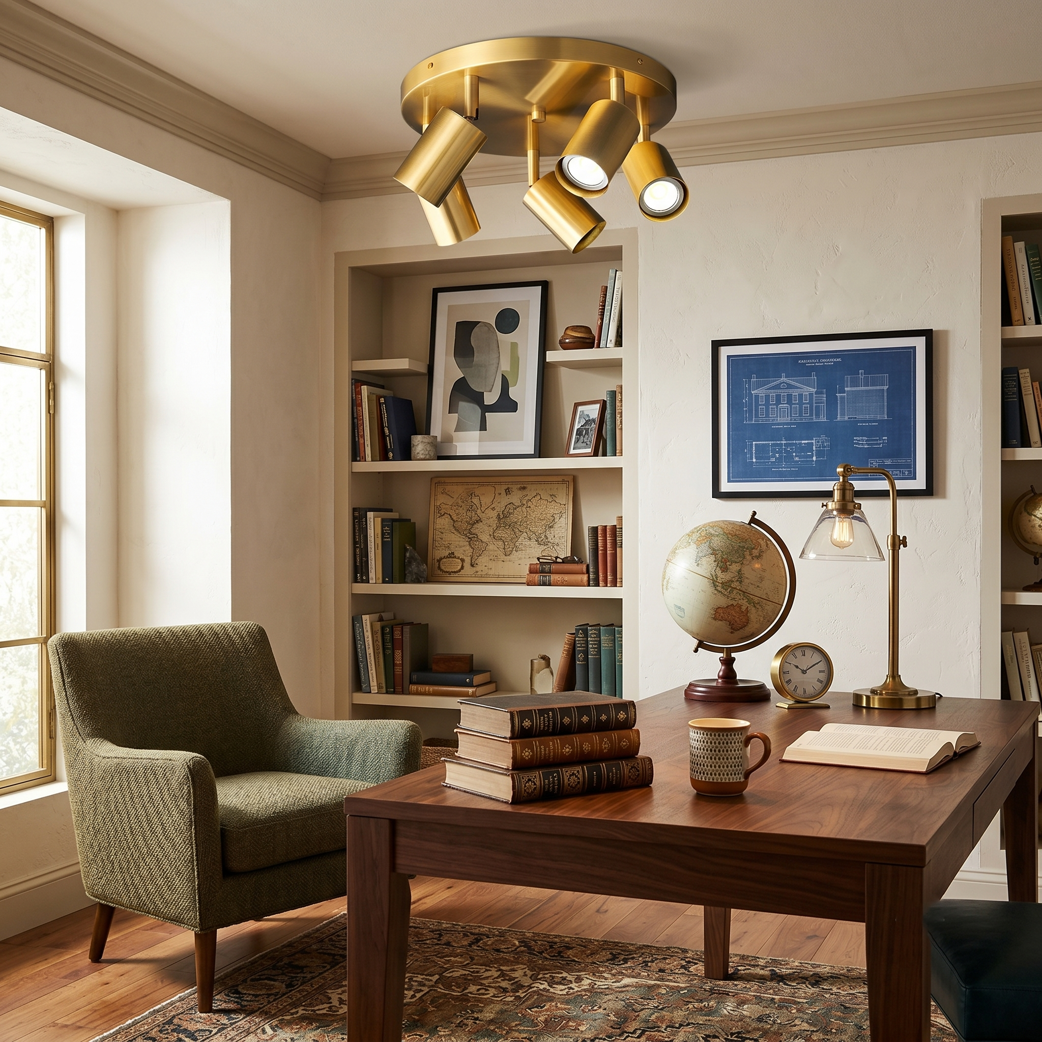 Vance Brass  Directional Flush Mount