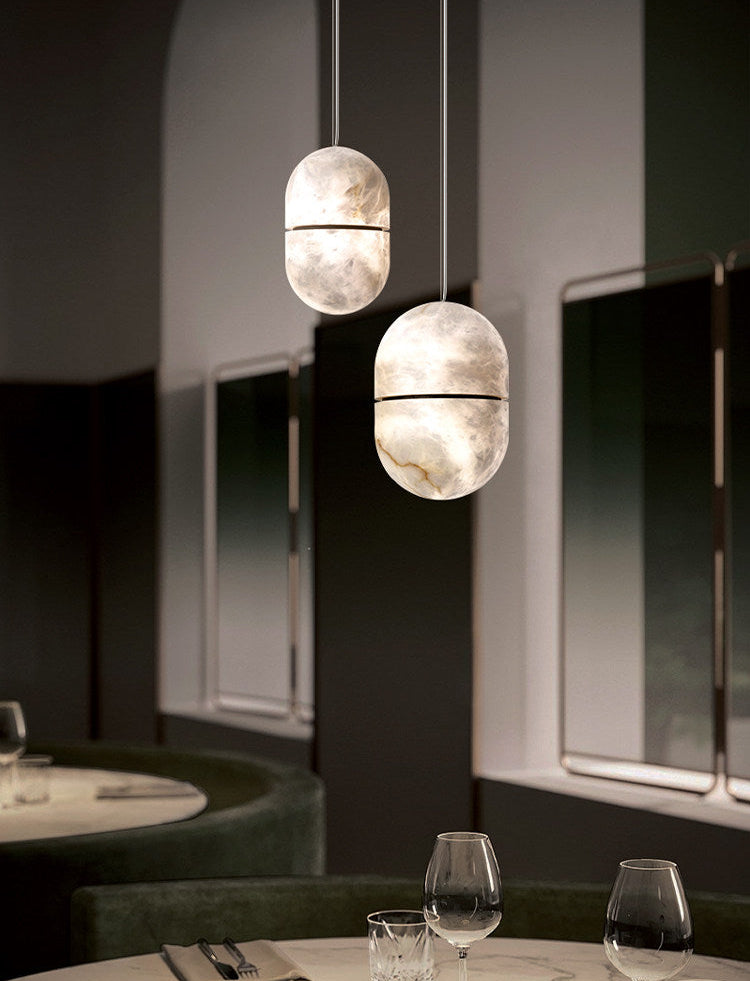 Velo Capsule Alabaster Pendant Lamp