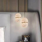 Modern Minimalist Natural Marble Pendant Lights in Elegant Bedroom