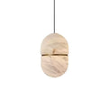 Front View of Modern Natural Marble Ellipsoid Art Pendant Light Studio Shot