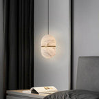 Modern Natural Marble Ellipsoid Pendant Light in Modern Bedroom
