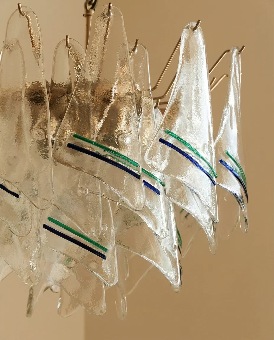 Close Up View of Venetian Striped Art Glass Petals Texture