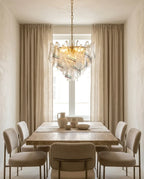 Modern Venetian Striped Art Glass Chandelier Over Dining Table