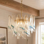 Modern Art Glass Chandelier in High Ceiling Living Room