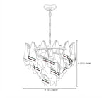 Modern Venetian Striped Art Glass Chandelier Line Art Dimension Diagram