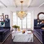 Modern Art Glass Chandelier in Cozy Living Room