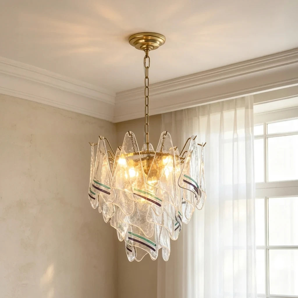 Modern Art Glass Chandelier Near Window Light
