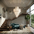 Modern Cascading Art Glass Pendant Light in Luxury Villa Stairway
