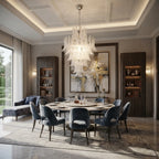 Modern White Tulip Art Glass Chandelier Over Dining Room Table