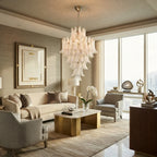Modern Art Glass Chandelier in High Ceiling Living Room