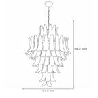 Modern Cascading White Tulip Art Glass Chandelier Line Art Dimension Diagram