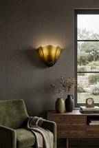 Modern Caramel Brown Gradient Art Glass Wall Sconce in Stylish Interior