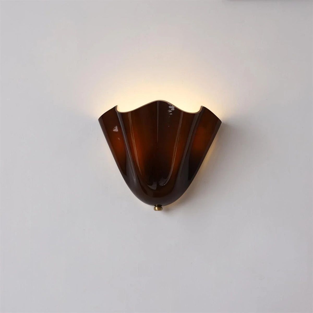Illuminated Modern Dark Brown Art Glass Wall Sconce Studio Display