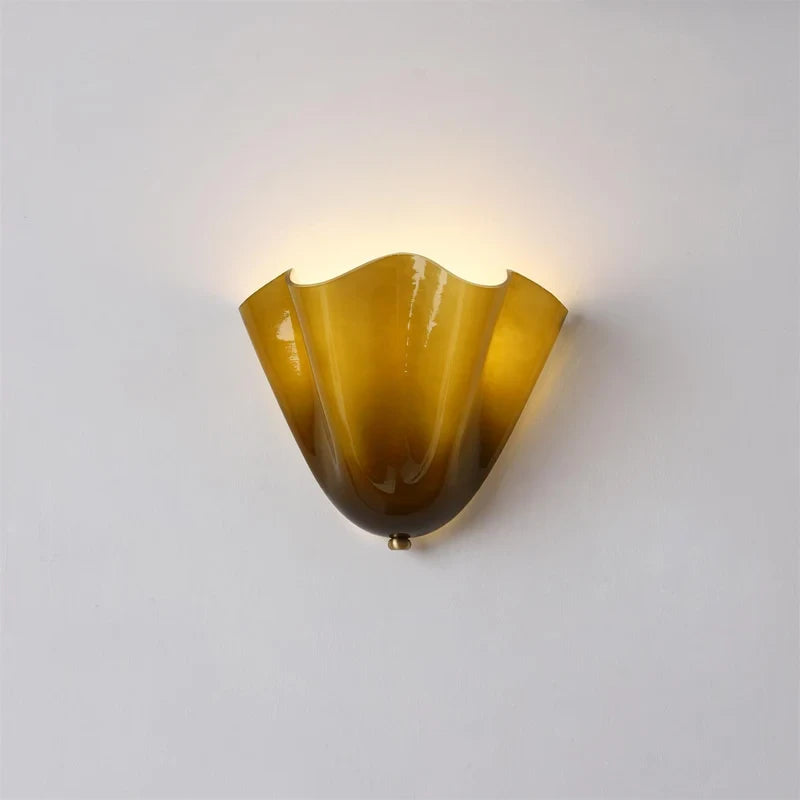 Illuminated Modern Olive Gradient Art Glass Wall Sconce Studio Display
