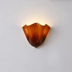 Illuminated Modern Caramel Brown Gradient Art Glass Wall Sconce Studio Shot