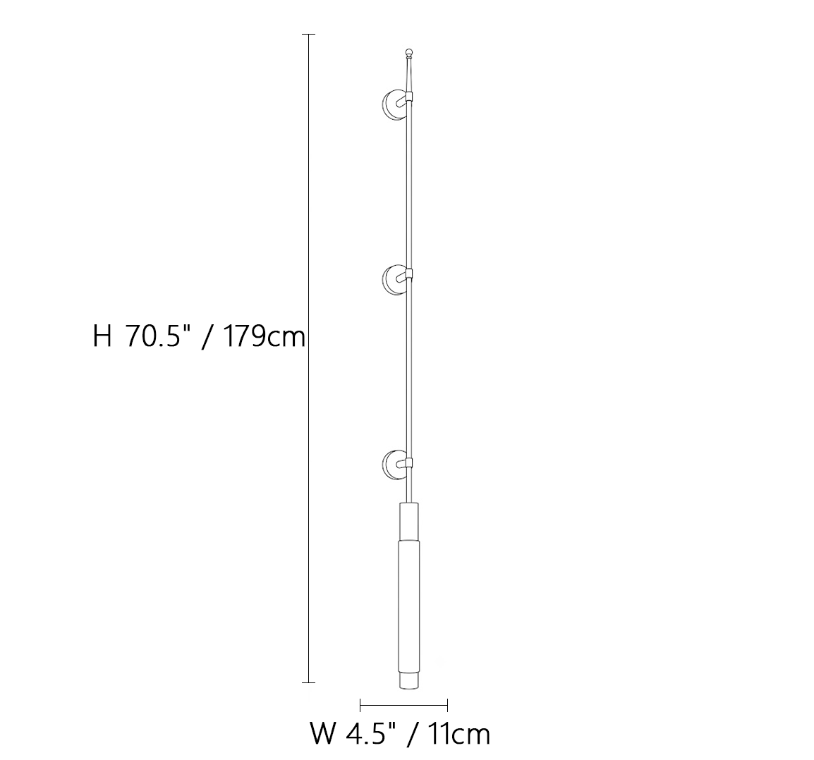 Long Alabaster Cylinder Wall Sconce Line Art Dimension Diagram