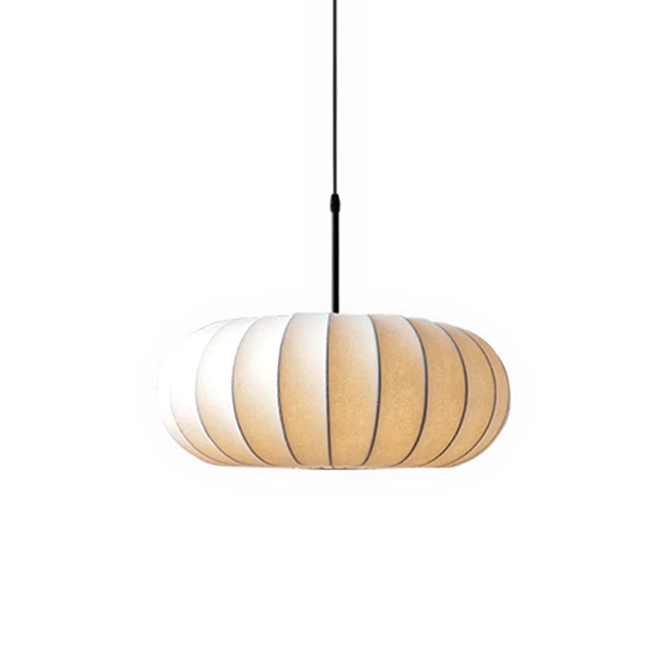 Verona Oval Silk Pendant Light on White Background