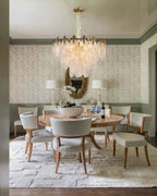 Modern Clear Feather Wave Art Glass Chandelier in Stylish Dining Space