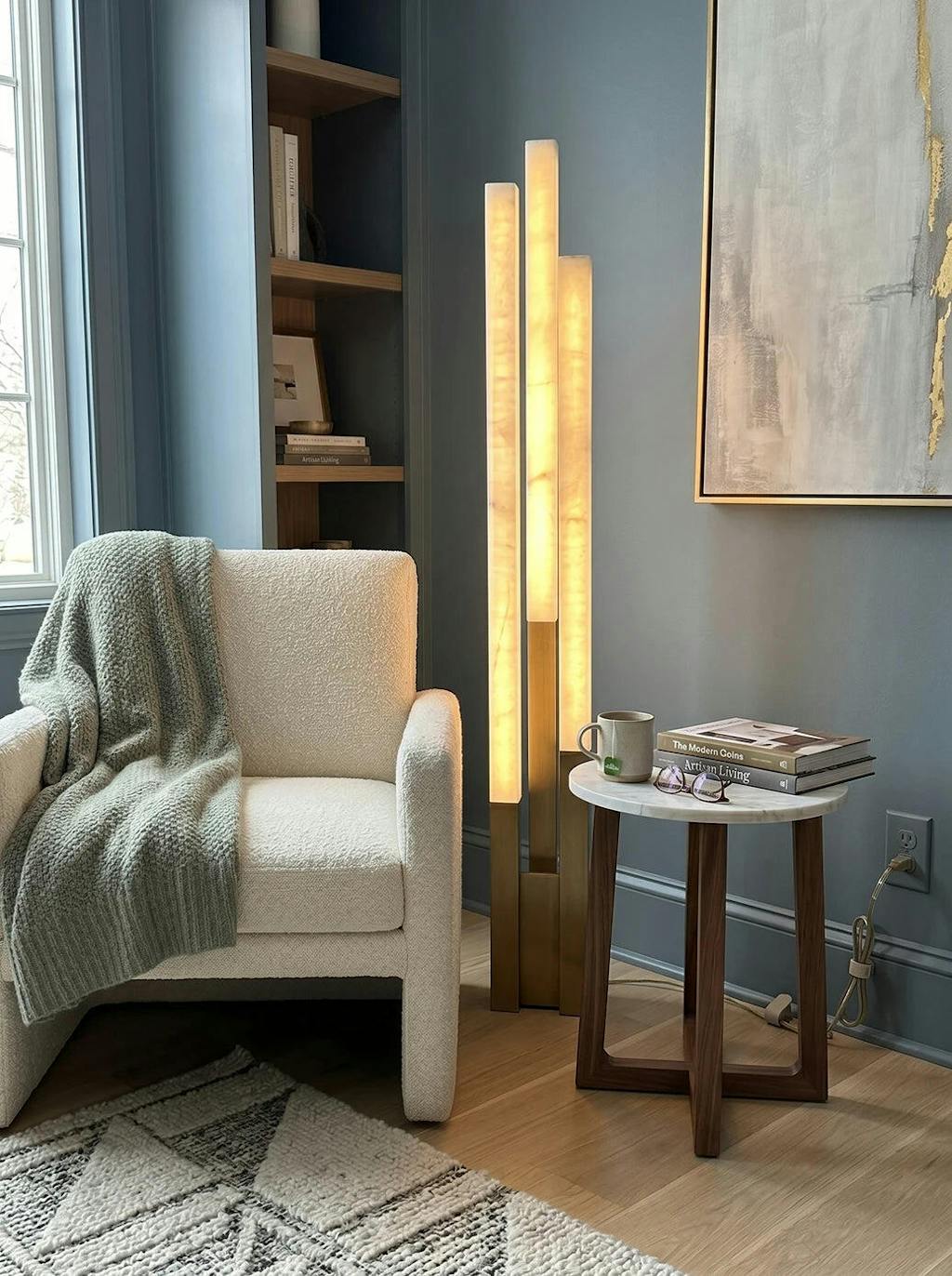Vertical Alabaster Geometric Floor Lamp