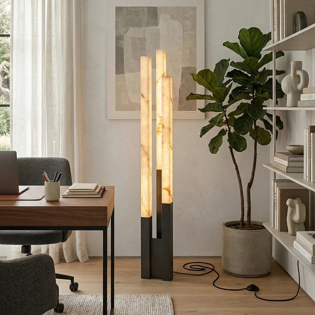 Vertical Alabaster Geometric Floor Lamp