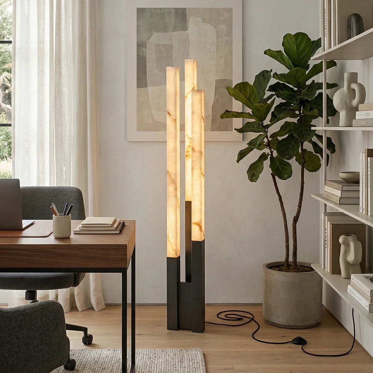 Vertical Alabaster Geometric Floor Lamp