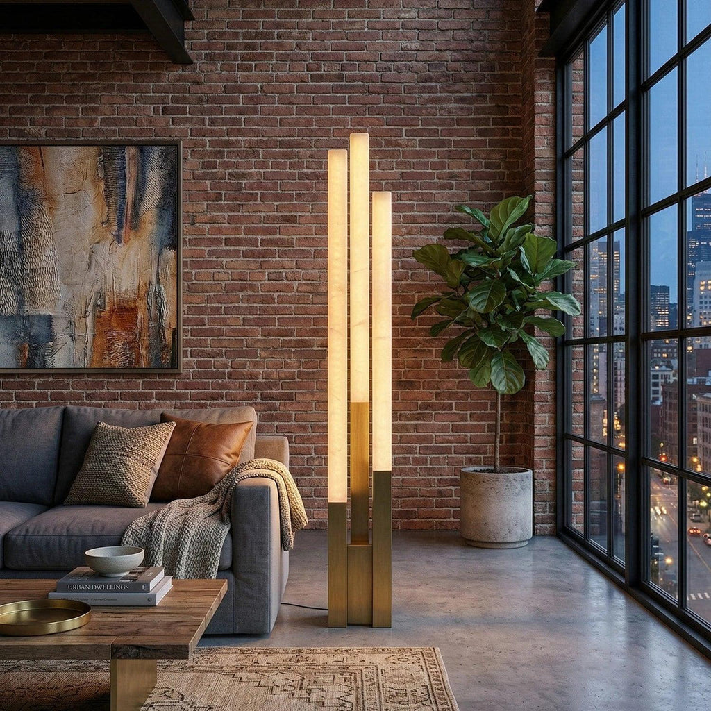 Vertical Alabaster Geometric Floor Lamp