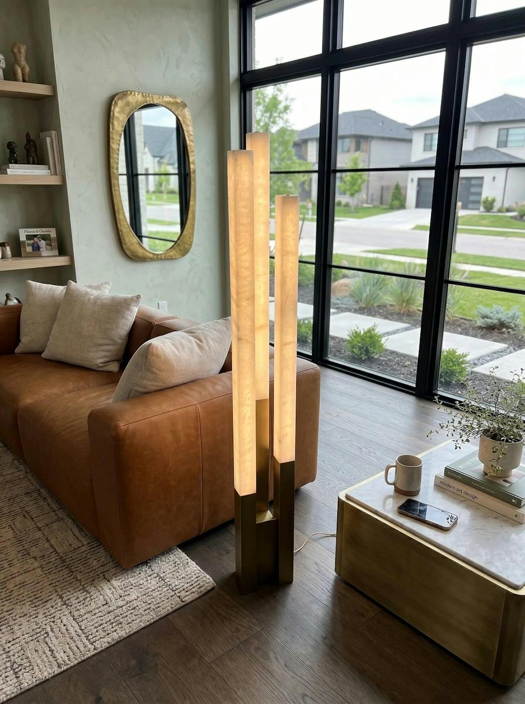 Vertical Alabaster Geometric Floor Lamp