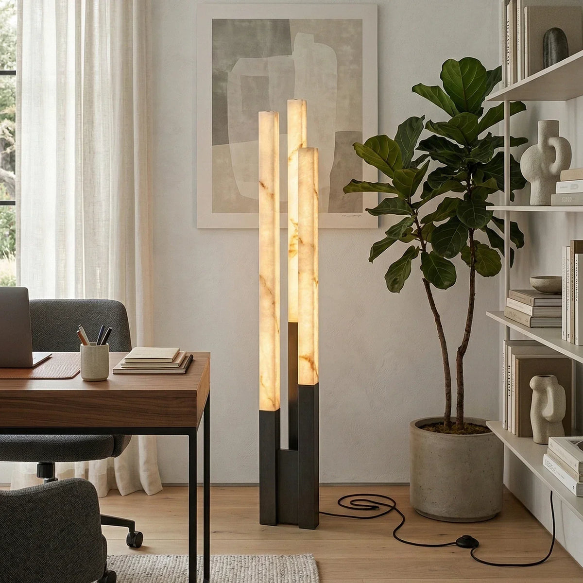 Vertical Alabaster Geometric Floor Lamp
