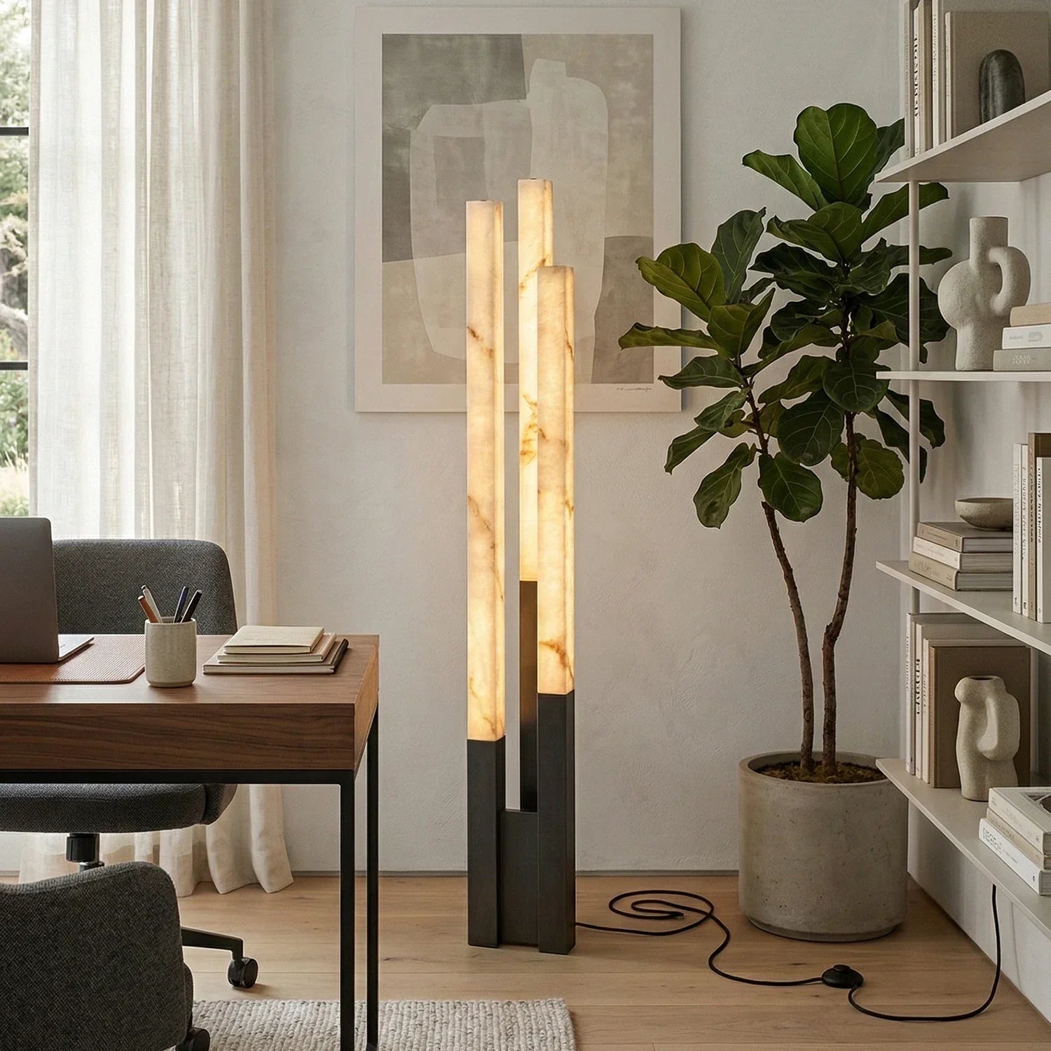 Vertical Alabaster Geometric Floor Lamp