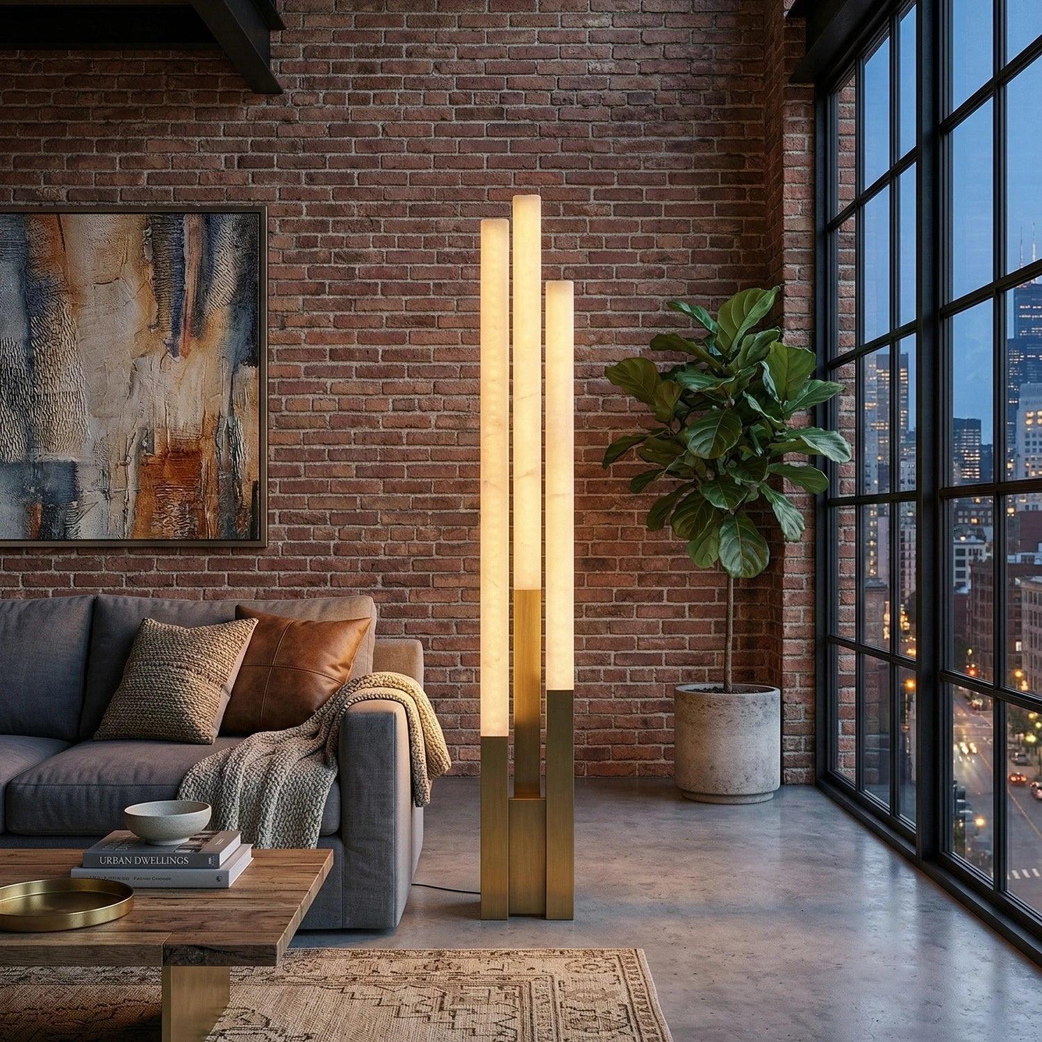 Vertical Alabaster Geometric Floor Lamp