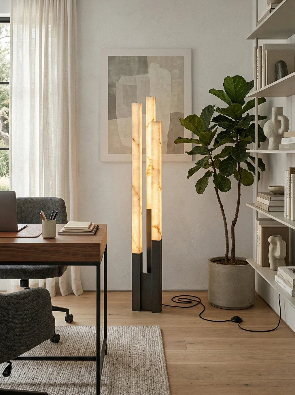 Vertical Alabaster Geometric Floor Lamp