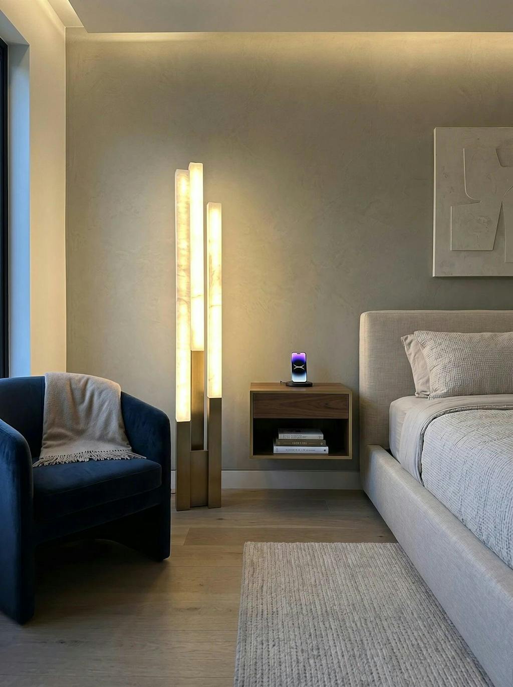 Vertical Alabaster Geometric Floor Lamp