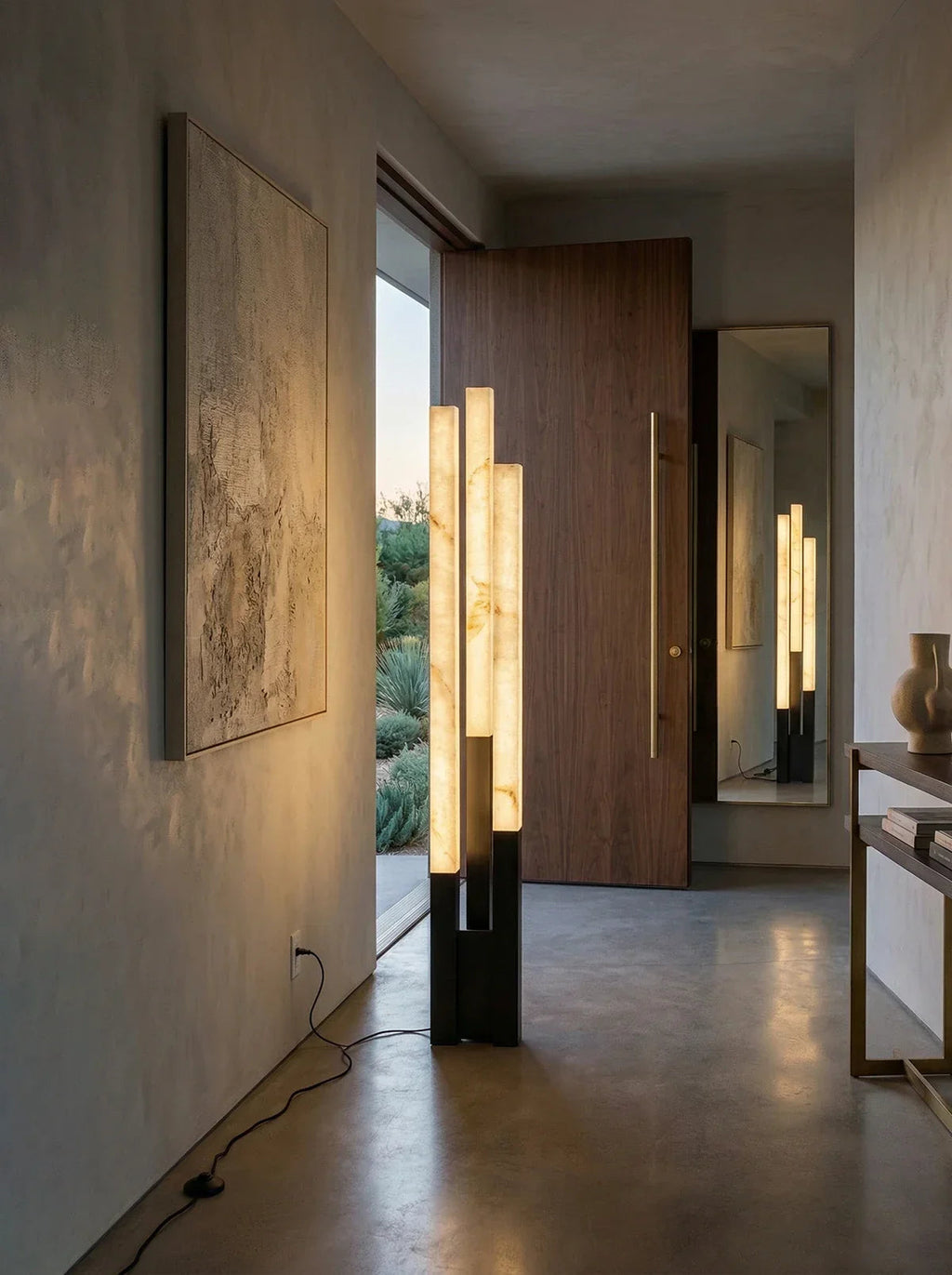 Vertical Alabaster Geometric Floor Lamp