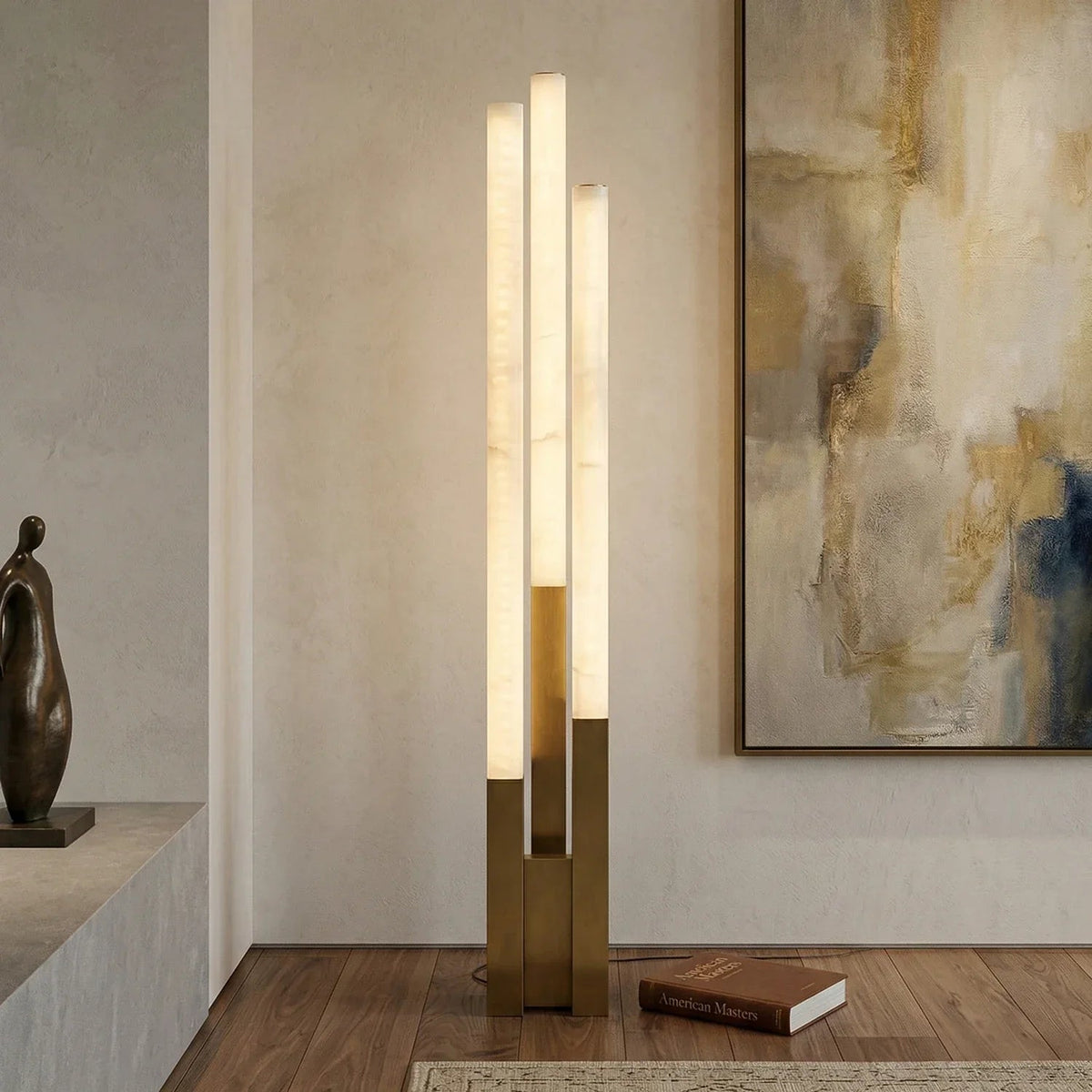 Vertical Alabaster Geometric Floor Lamp