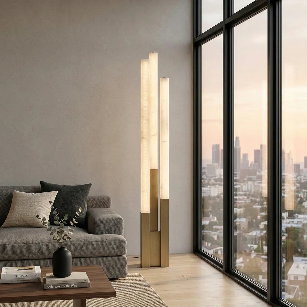 Vertical Alabaster Geometric Floor Lamp