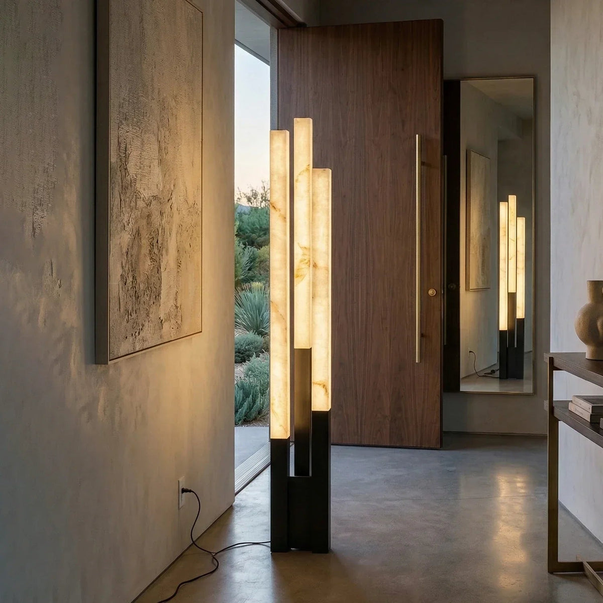 Vertical Alabaster Geometric Floor Lamp