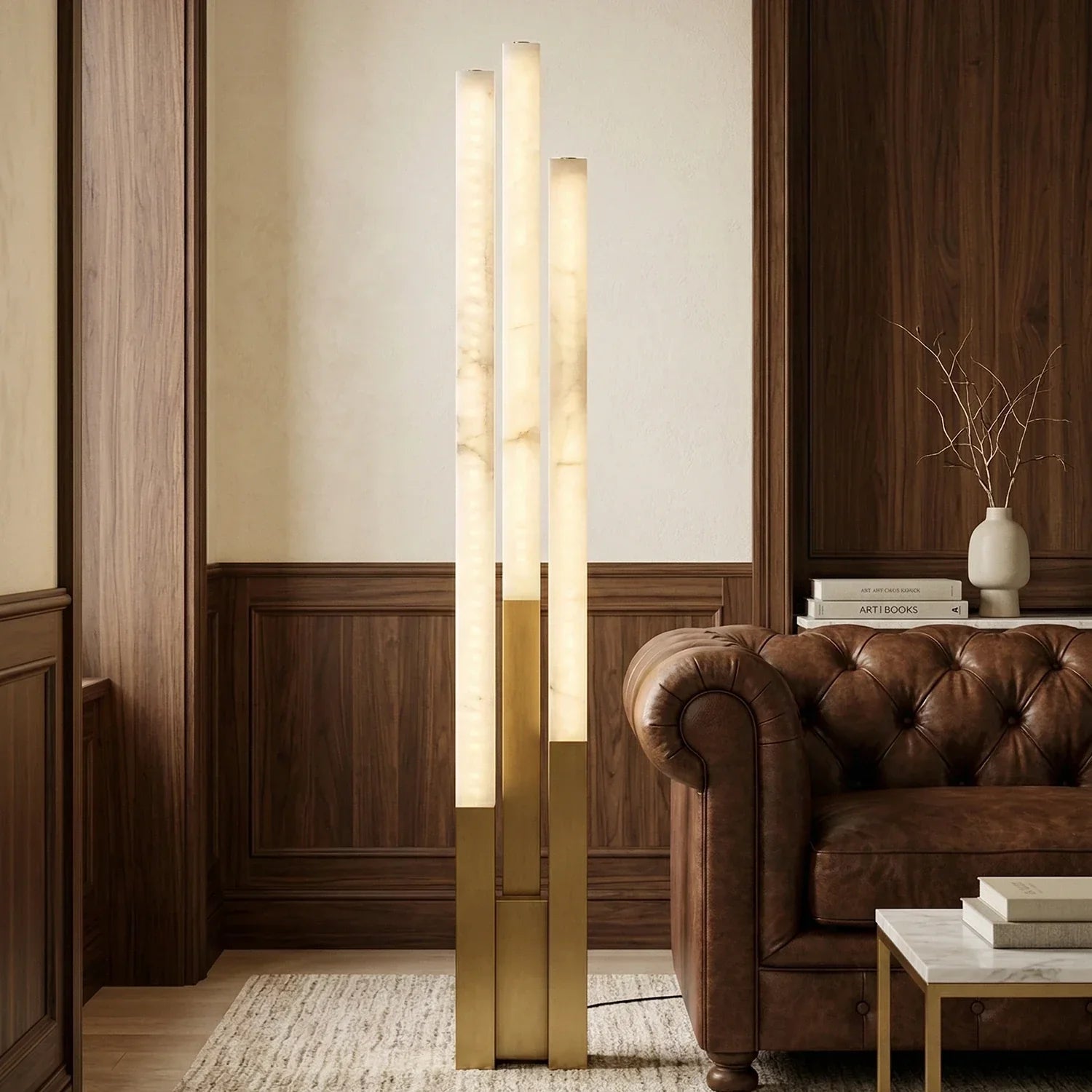 Vertical Alabaster Geometric Floor Lamp