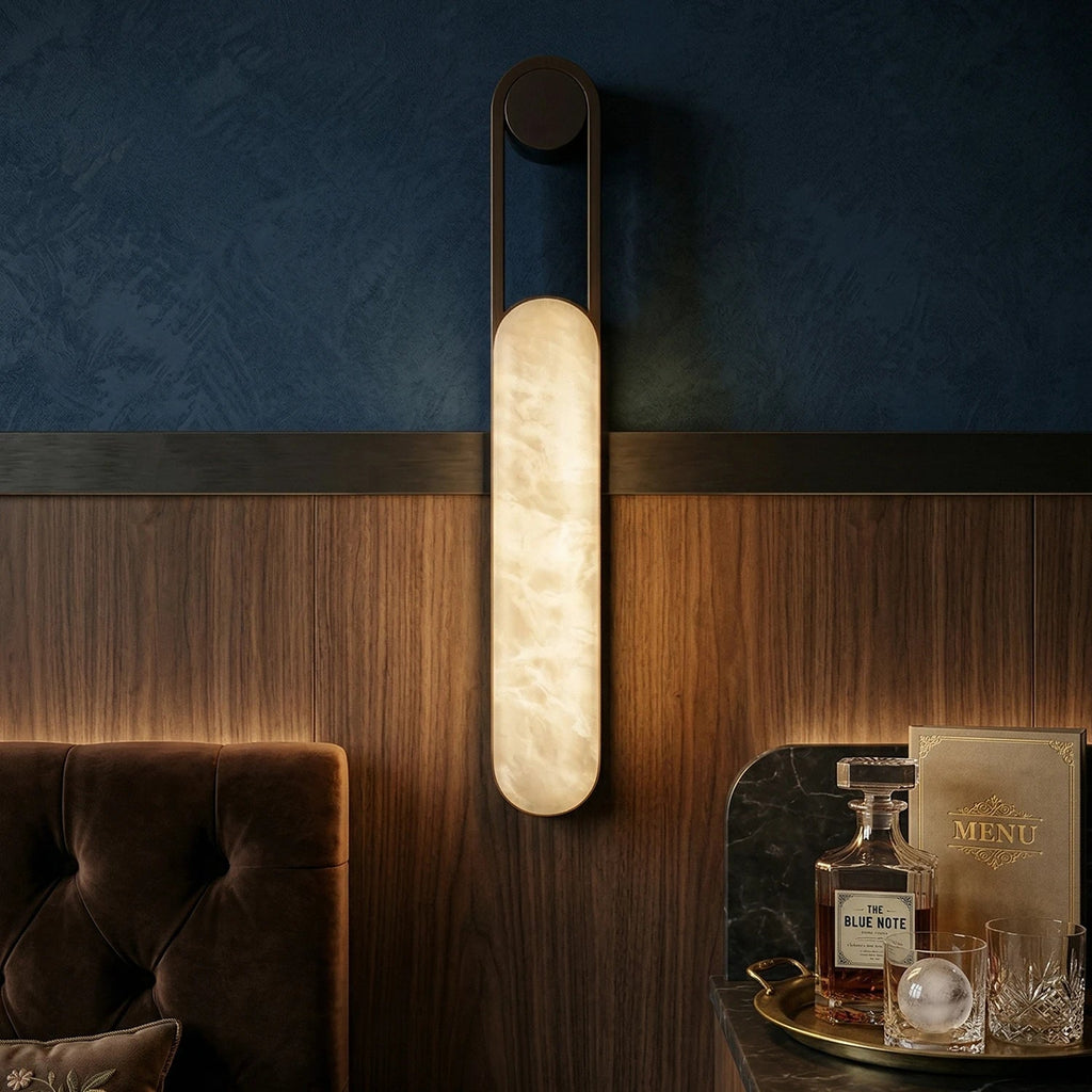 Vertical Ring Handle Alabaster Wall Lamp