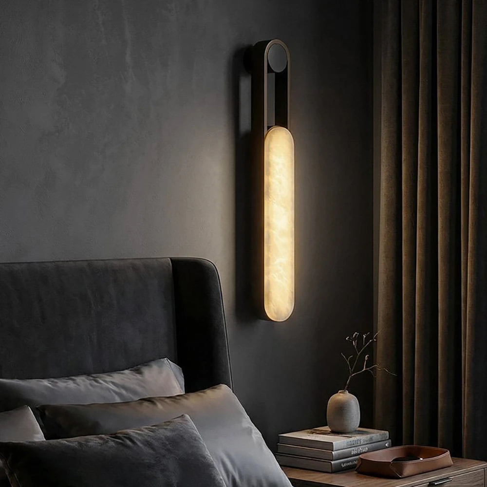 Vertical Ring Handle Alabaster Wall Lamp