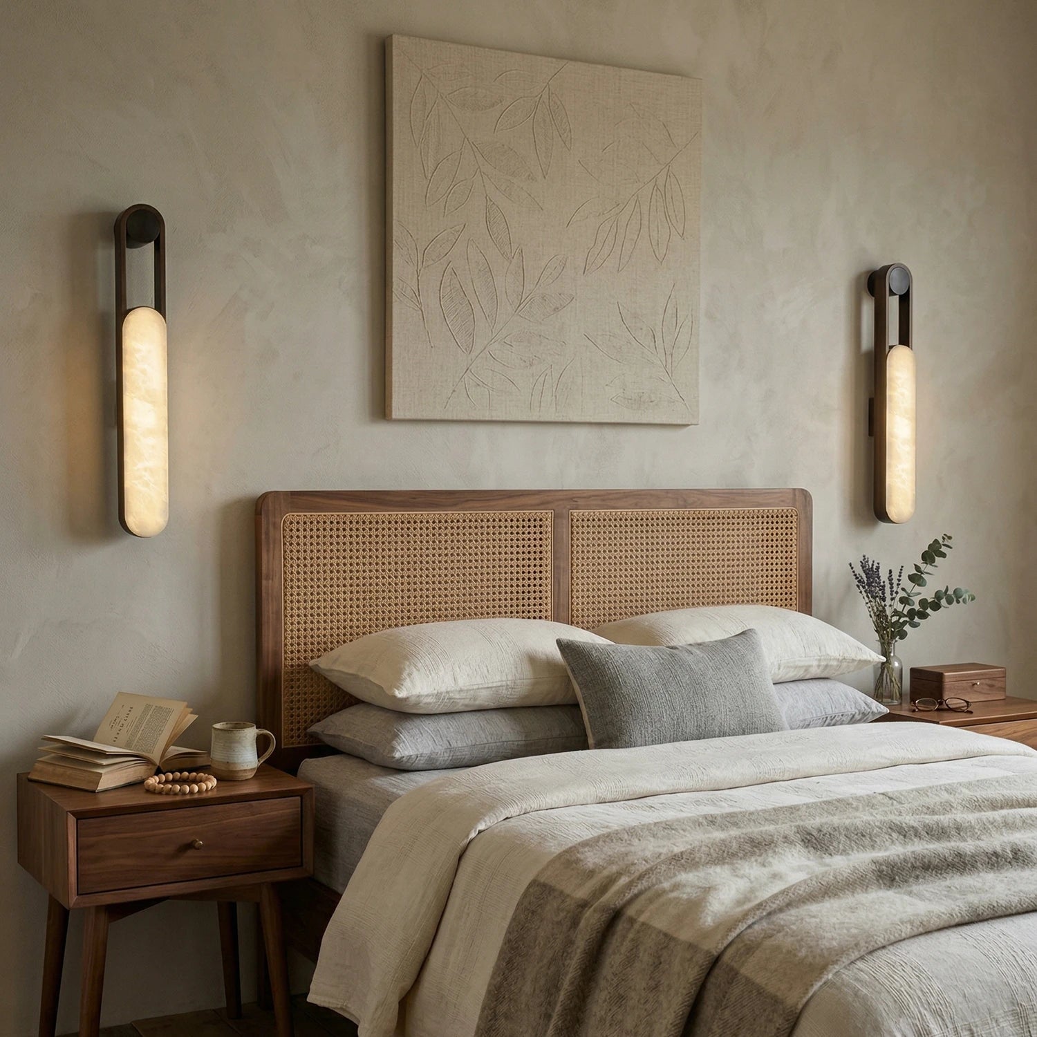 Vertical Ring Handle Alabaster Wall Lamp