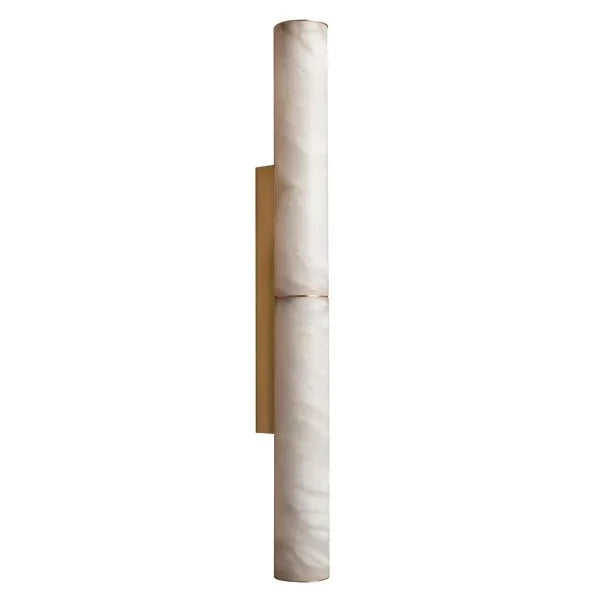 Illuminated Modern Dual-Tier Cylindrical Alabaster Wall Sconce Studio Shot