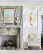 Modern Dual-Tier Alabaster Wall Sconce Near Fireplace Mantel