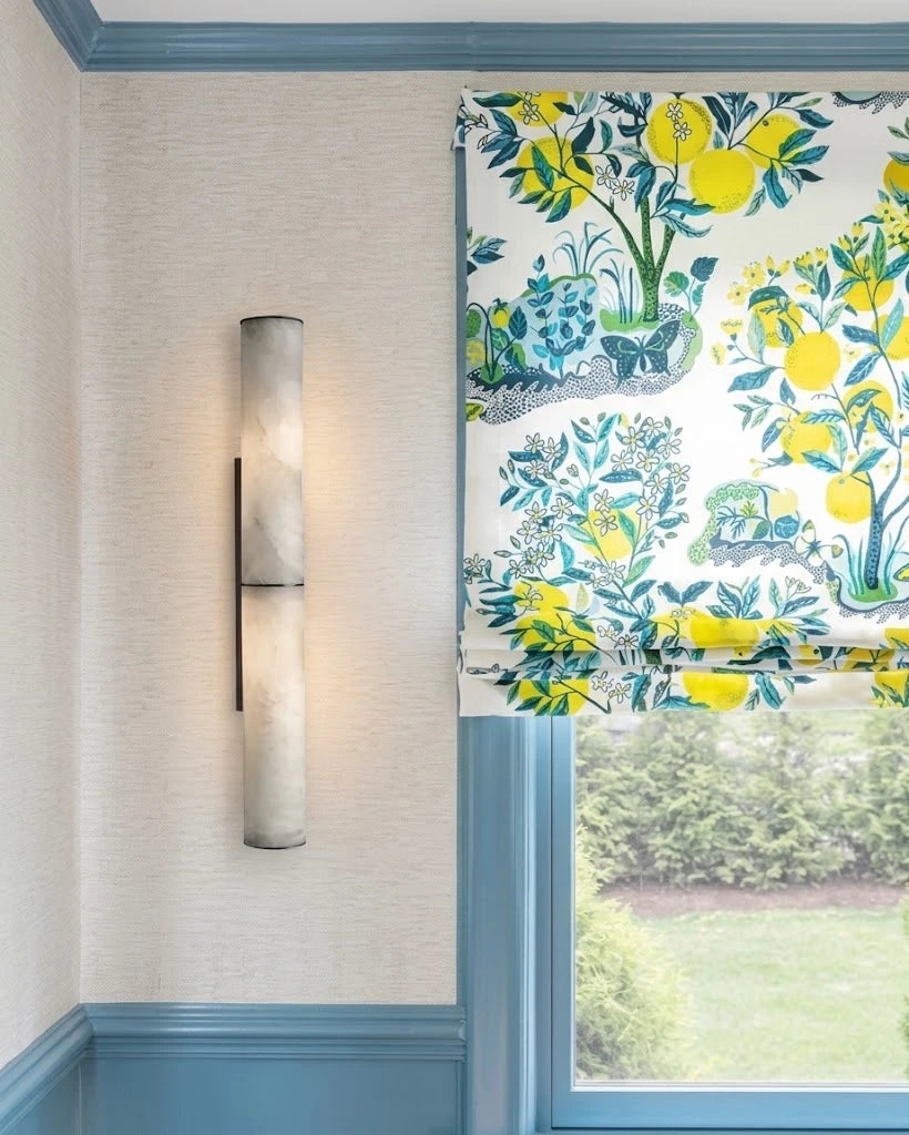 Modern Alabaster Art Glass Wall Sconce in Bright Interior Setting