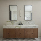 Modern Dual-Tier Alabaster Wall Sconces in Bathroom Vanity Setting