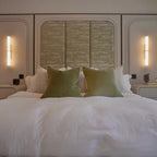 Modern Dual-Tier Alabaster Wall Sconces in Master Bedroom Interior