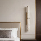 Modern Alabaster Art Glass Wall Sconce in Contemporary Bedroom