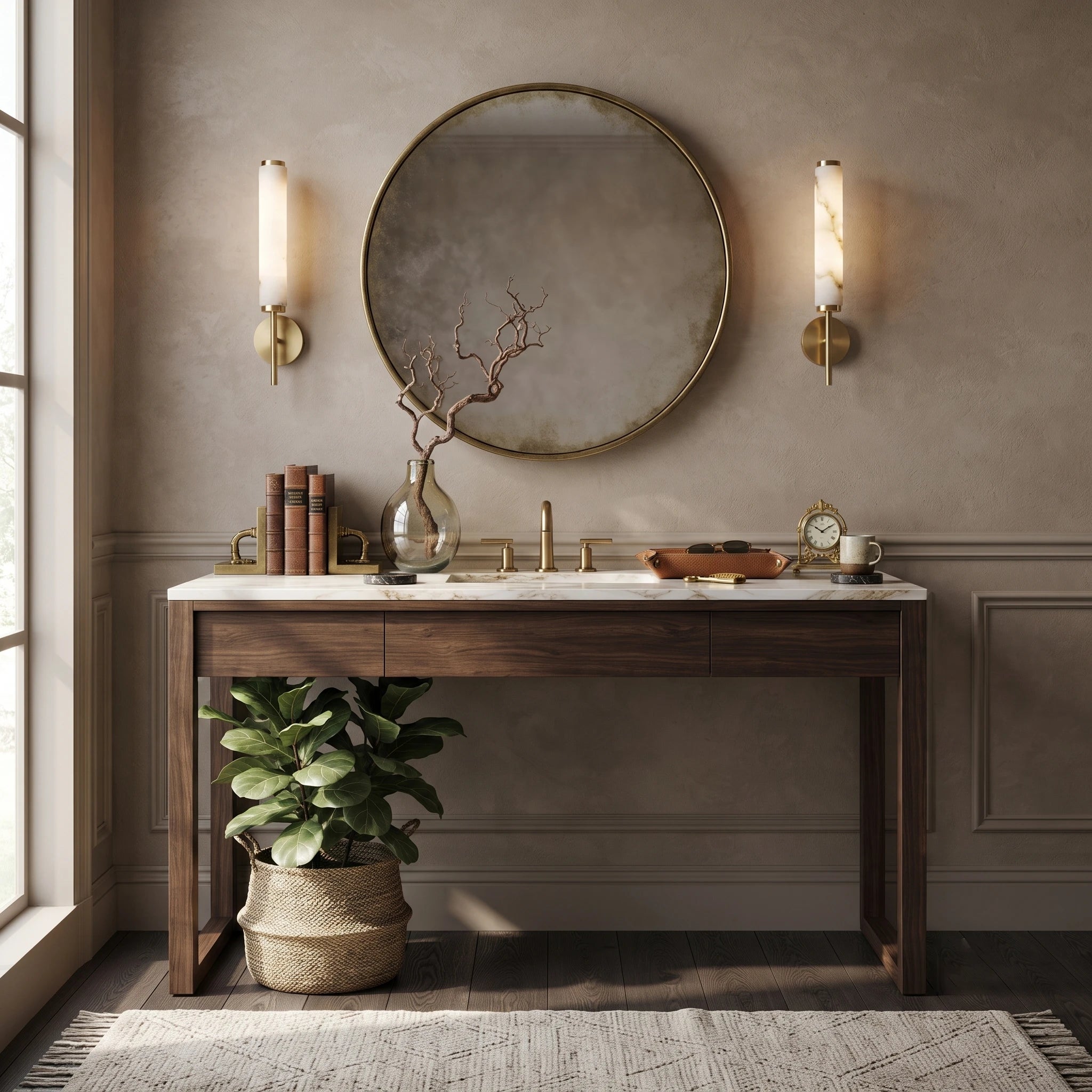 Vertical Alabaster Wall Lamp