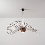 Illuminated Angled Modern Black Wire Pendant Light Studio Display