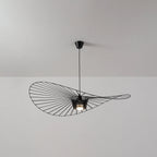 Angled Front View of Modern Black Wire Pendant Light Studio Shot