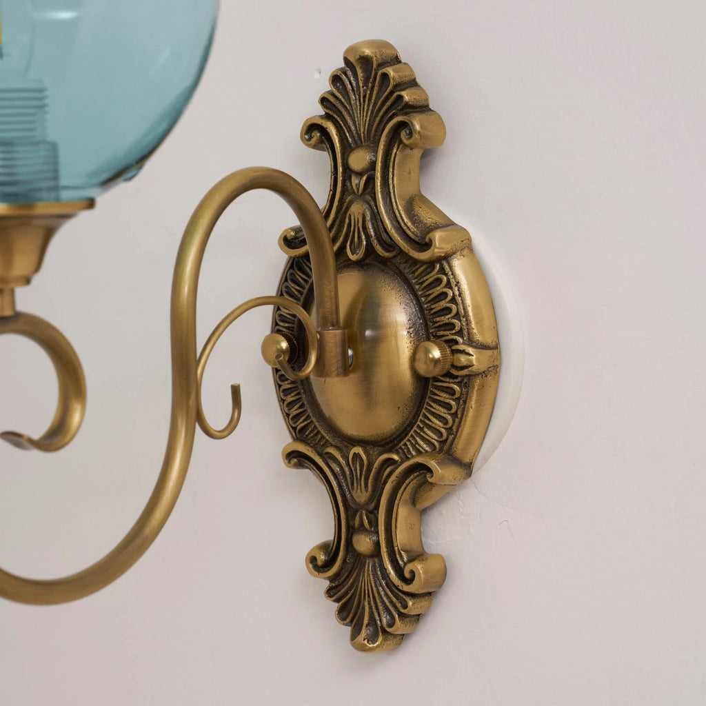 Victorian Brass Pink Glass Sconce